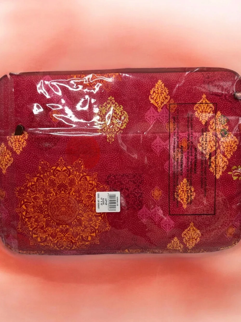 Maison d' Hermine Red and Orange Patterned Laptop Bag NWT
